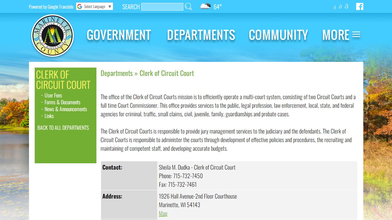 Marinette County » Departments » Clerk of Circuit Court